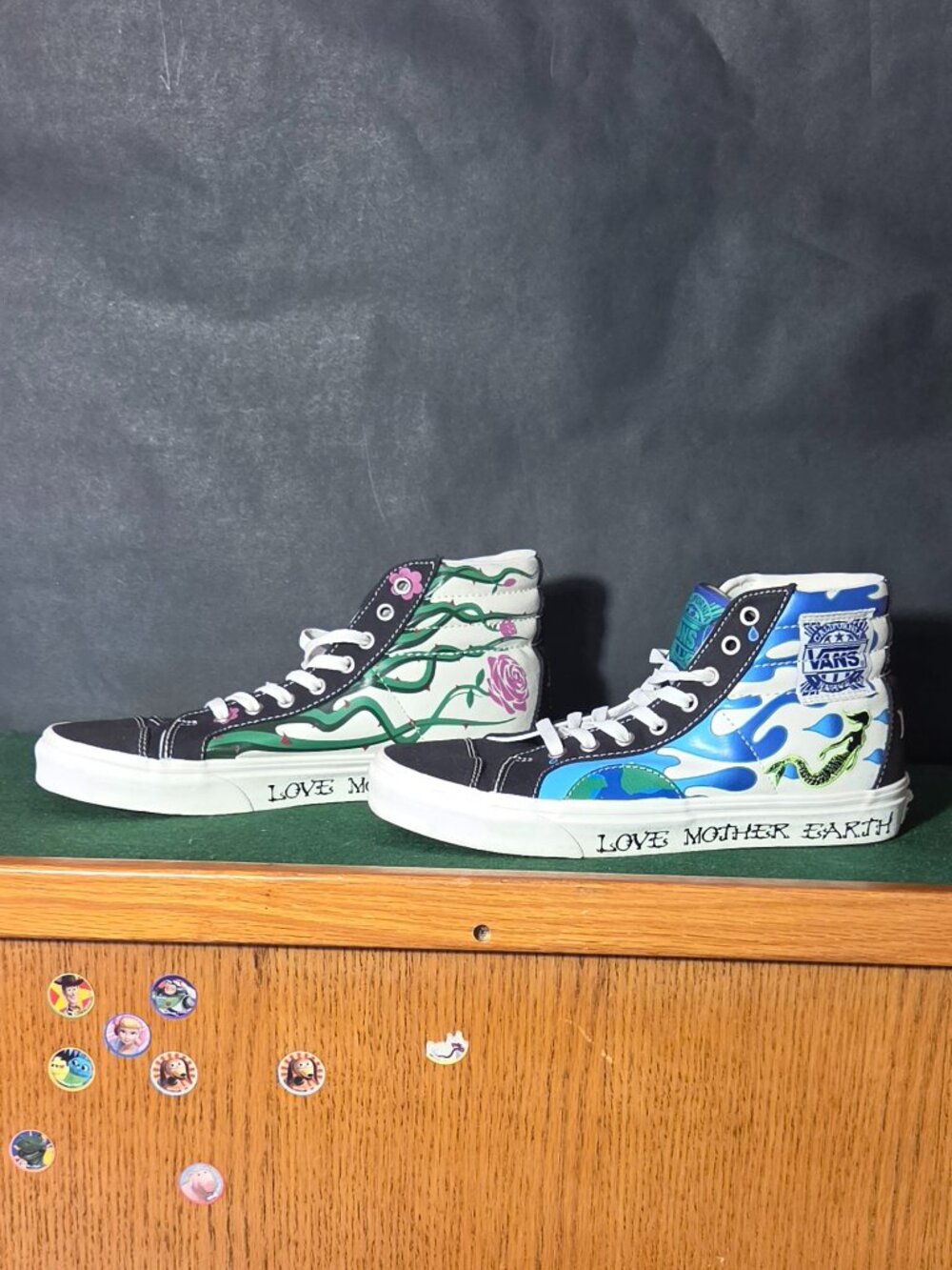 Vans Sk8-Hi Custom Love Mother Earth Flame Cloud Print